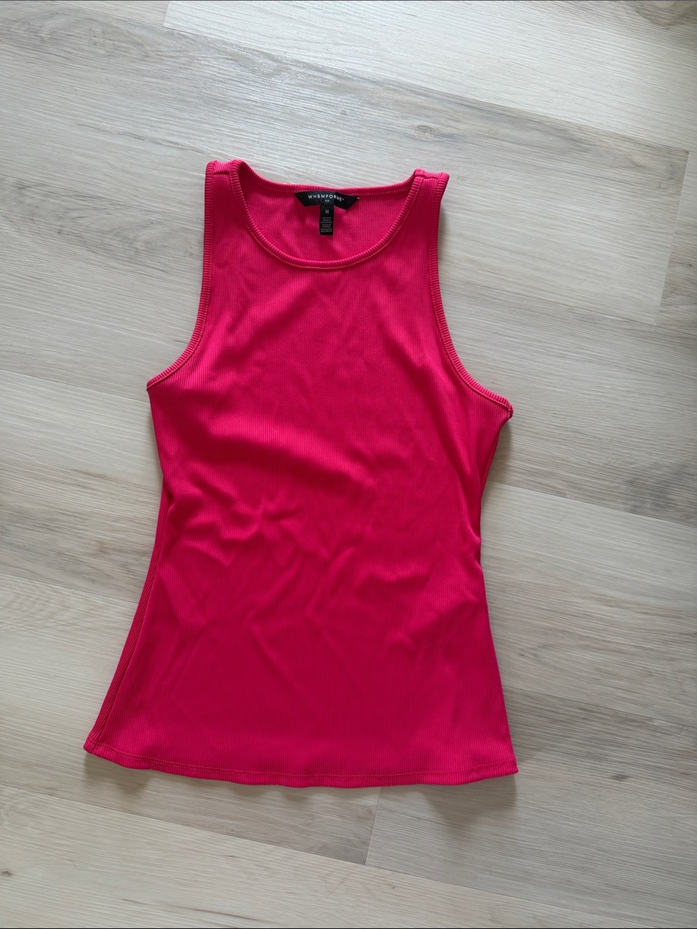 White House black market  Bright Pink Ribbed Tank Top